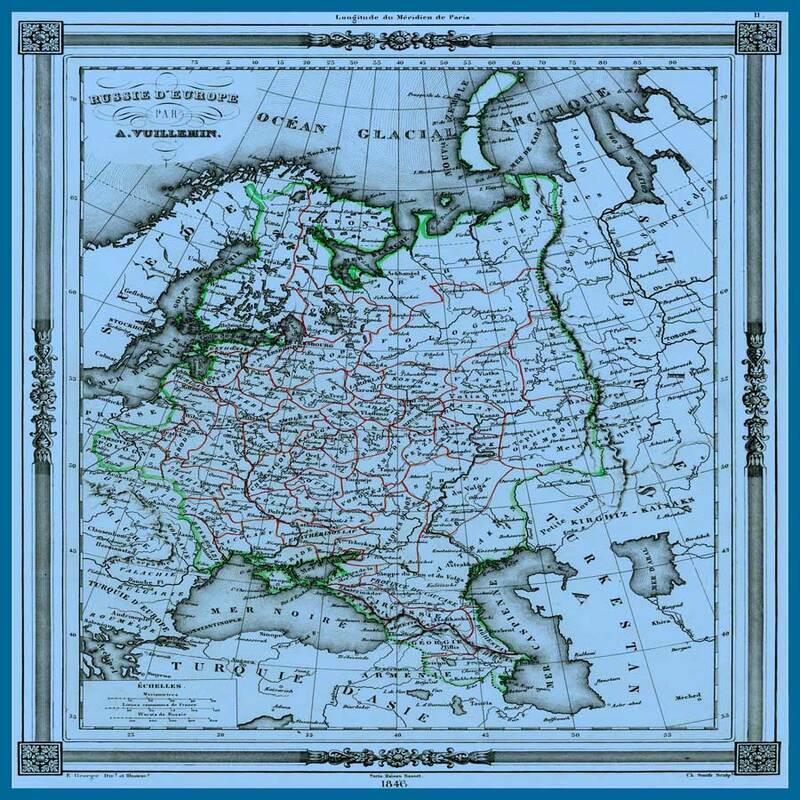 Платок Карманный "Россия из Европы азур" шелк
